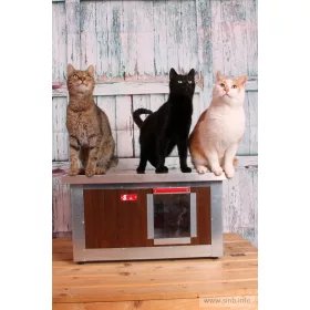  [IF-W-HC1-W] Cușcă cu încălzire infraroșu pentru pisici Thermo WOODY CAT cu geam panoramic (54x38x28cm)