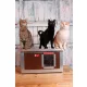 [IF-W-HC1-W] Cușcă cu încălzire infraroșu pentru pisici Thermo WOODY CAT cu geam panoramic (54x38x28cm)